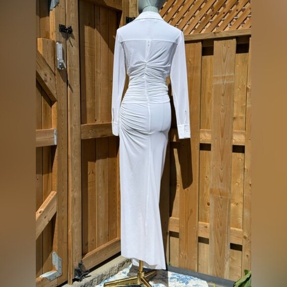 🆕 CHRISTOPHER ESBER 🧿 NWOT Venus Plunge Shirt Maxi Dress, White - Sz AU10 US 6 - Picture 8 of 16